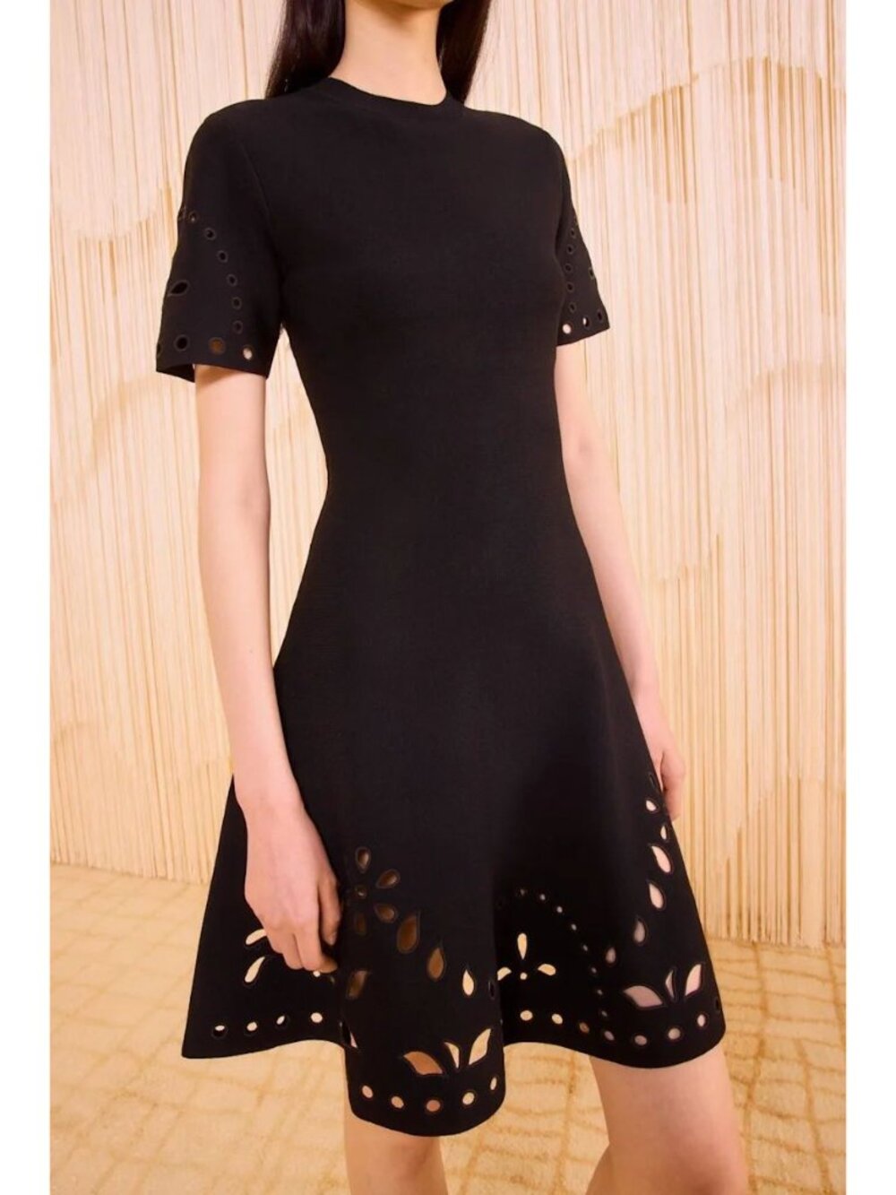NWT Ulla Johnson Fania Short Sleeve Knit Dress Black Noir Size Large - Picture 3 of 14